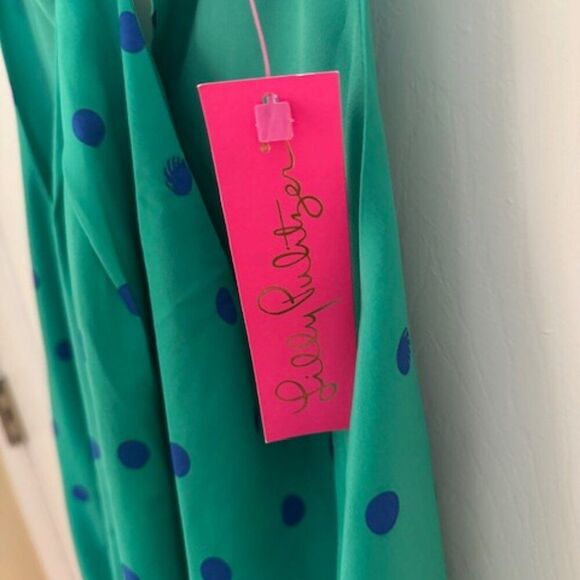 Lilly Pulitzer Rori Halter Top Botanical Green Hotter Spot Polka Dot Sz M - Picture 5 of 6